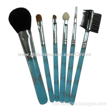6-piece gift makeup brush set, made of acrylic handle and aluminum ferrule with great synthetic hair